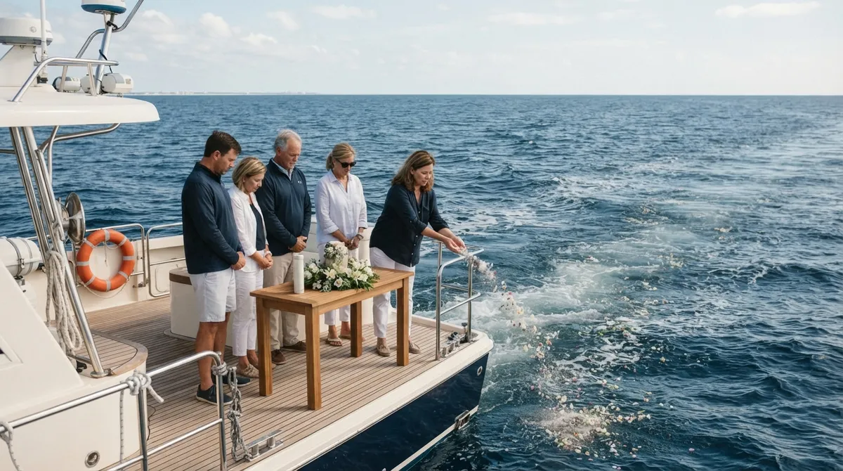 Private ash scattering ceremony Gulf of Mexico