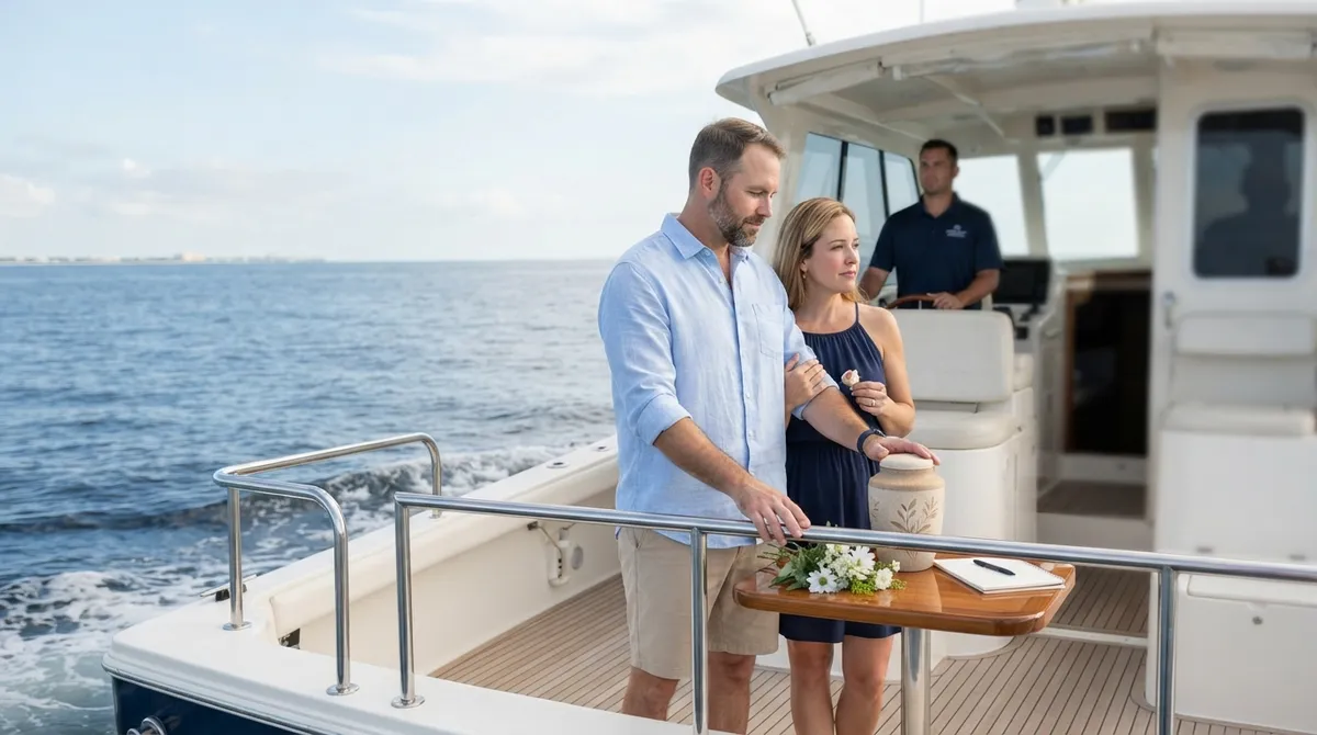 Private ash scattering ceremony Gulf of Mexico
