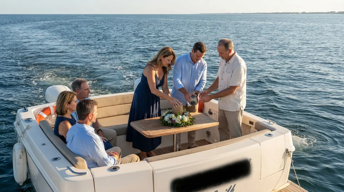 Private ash scattering ceremony Gulf of Mexico