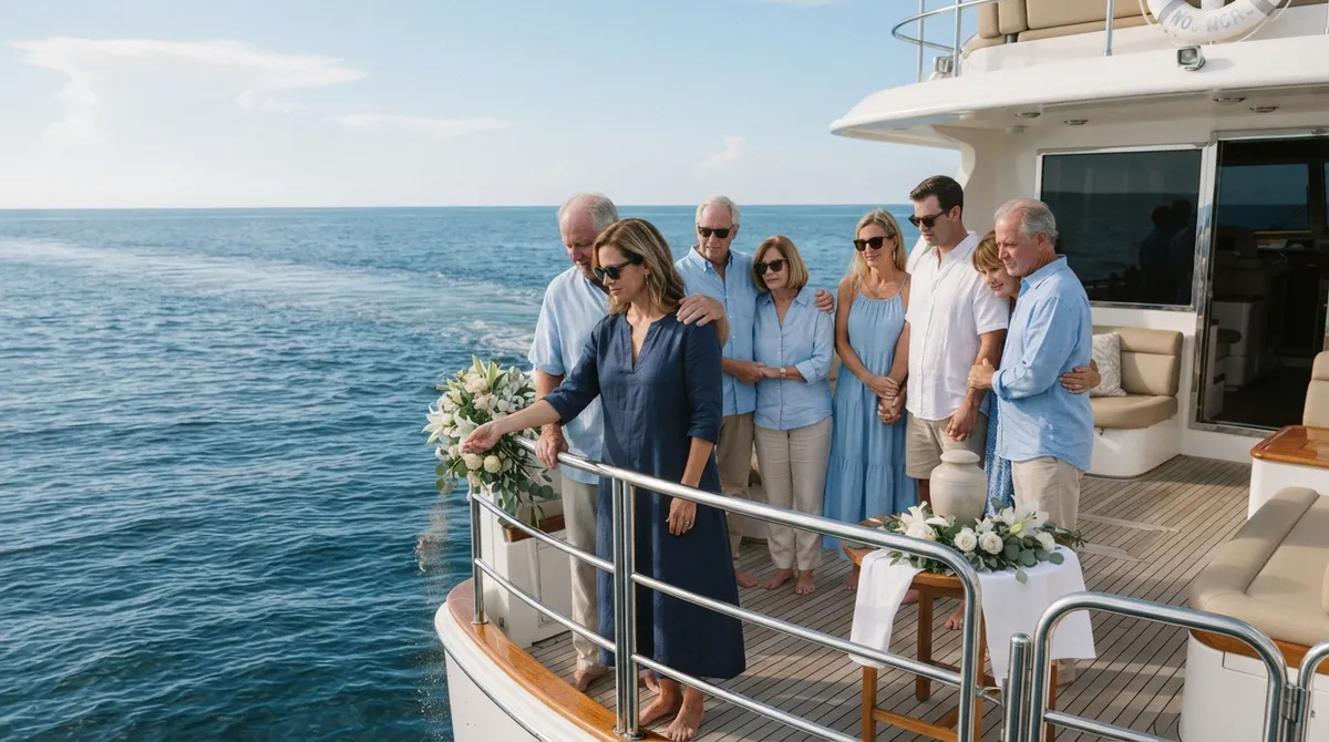Celebration of life ash scattering ceremony yacht