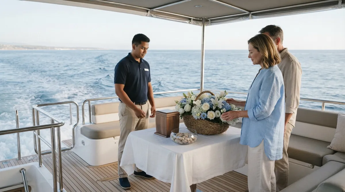 Celebration of life ash scattering ceremony yacht