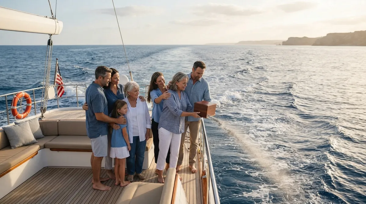Celebration of life ash scattering ceremony yacht