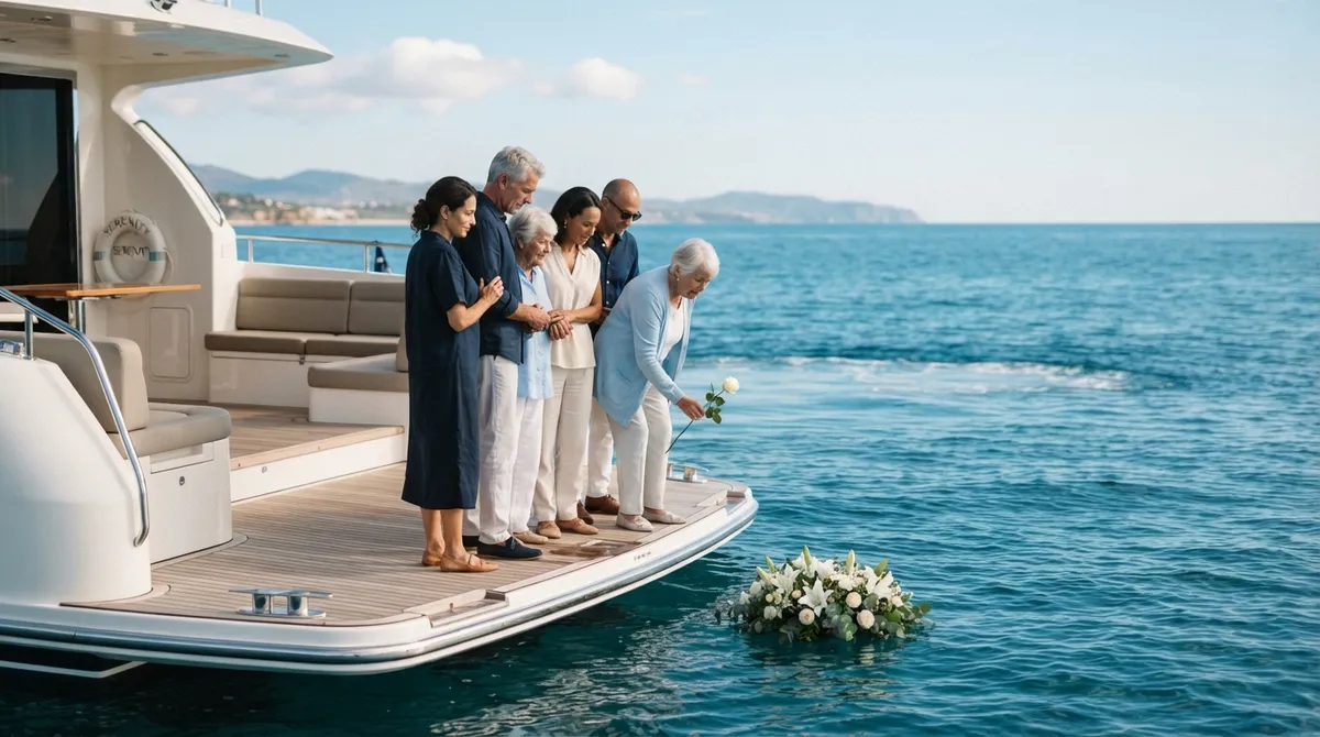 Offshore memorial ceremony private yacht