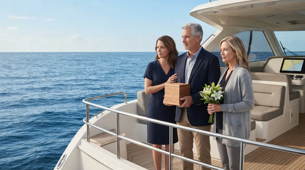Offshore memorial ceremony private yacht