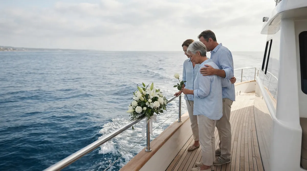 Offshore memorial ceremony private yacht