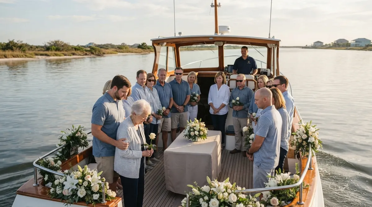Private attended memorial ceremony on the water