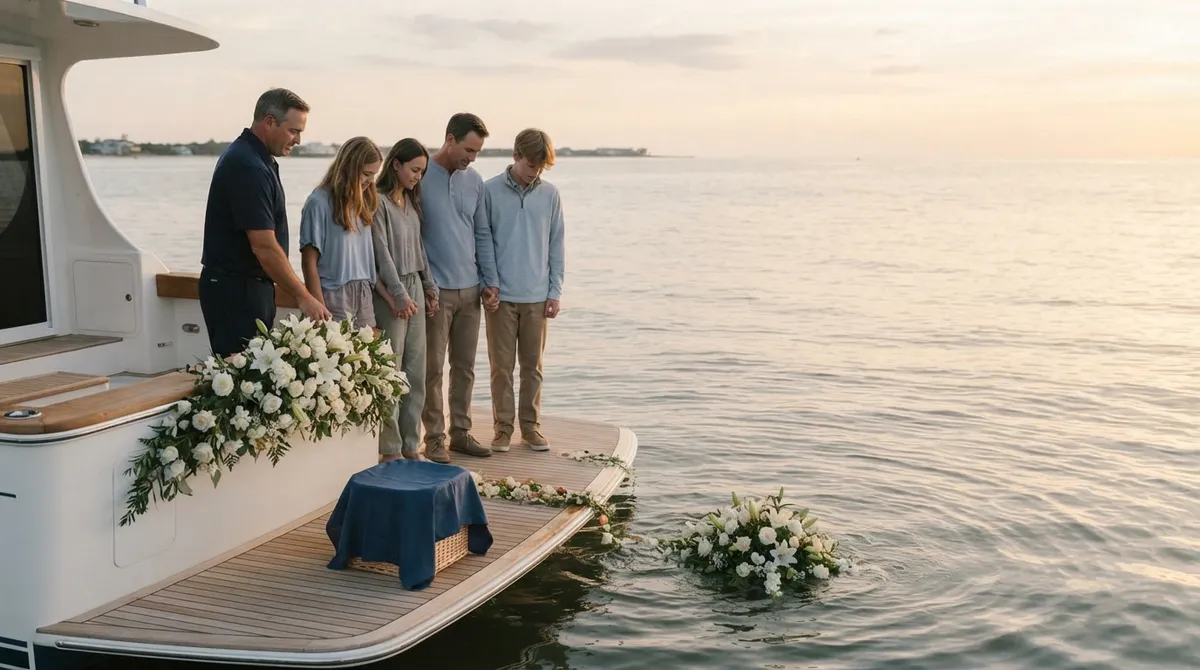 Private attended memorial ceremony on the water