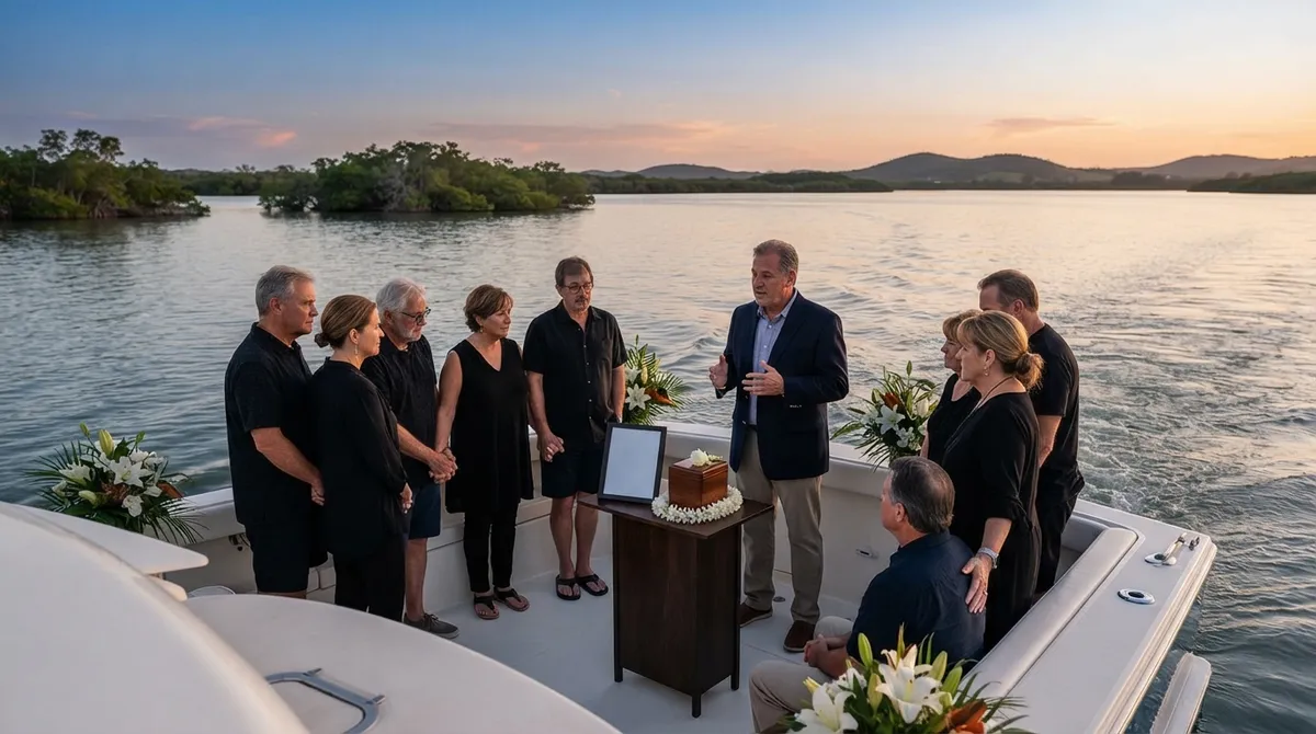 Private attended memorial ceremony on the water
