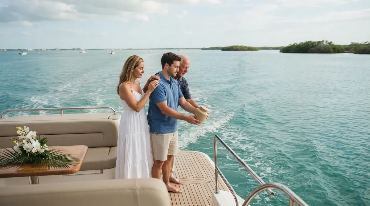 Private ash scattering ceremony cost Florida yacht
