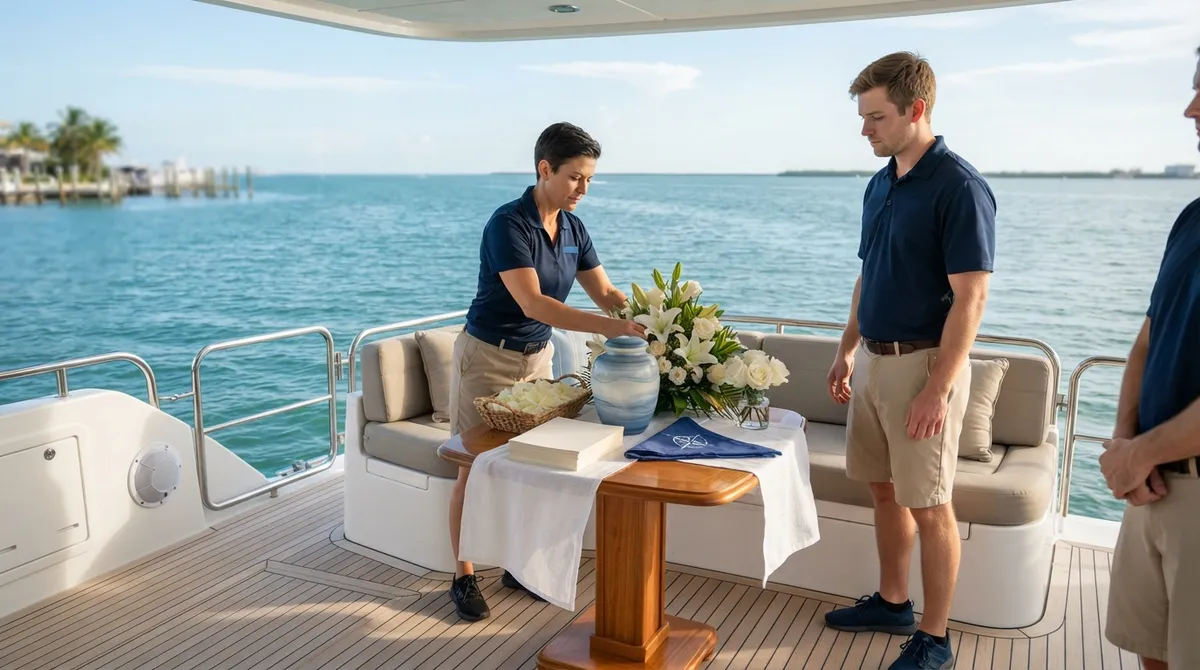 Private ash scattering ceremony cost Florida yacht