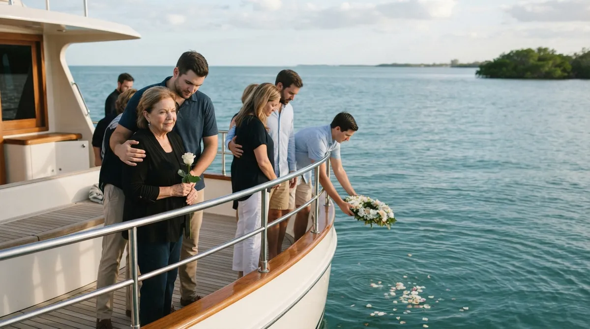Private ash scattering ceremony cost Florida yacht