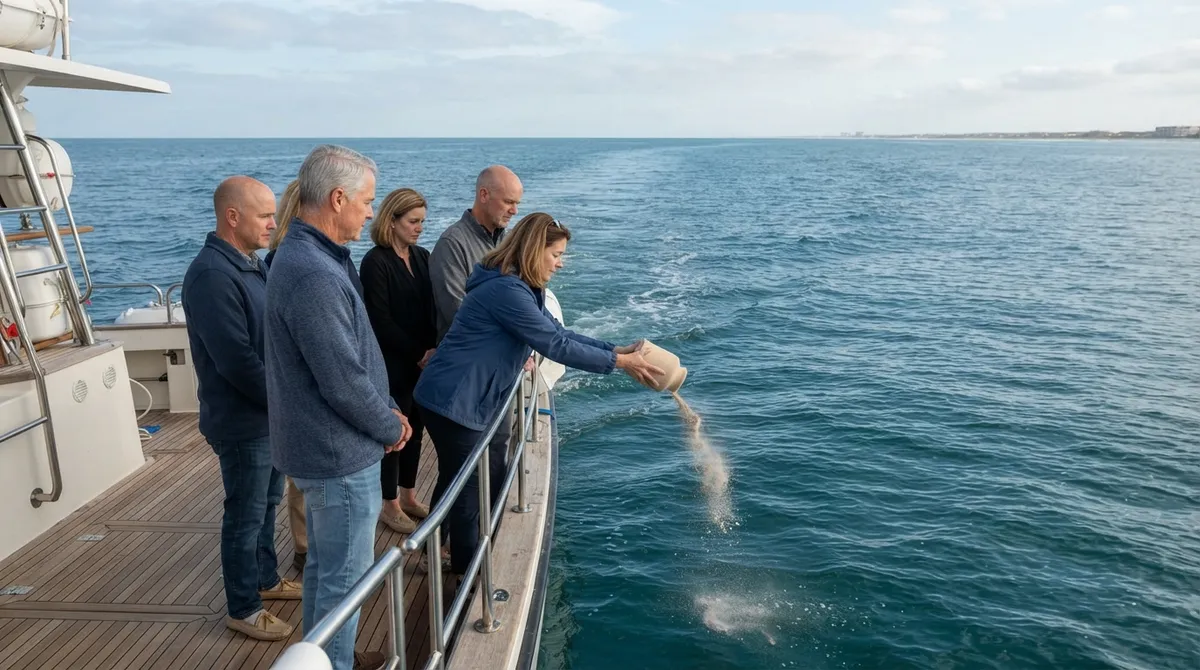 Biodegradable urn for ocean scattering ceremony