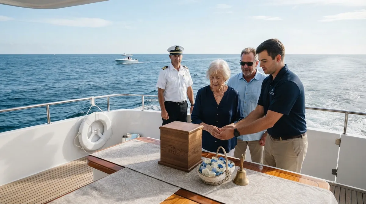 Attended ash scattering ceremony at sea