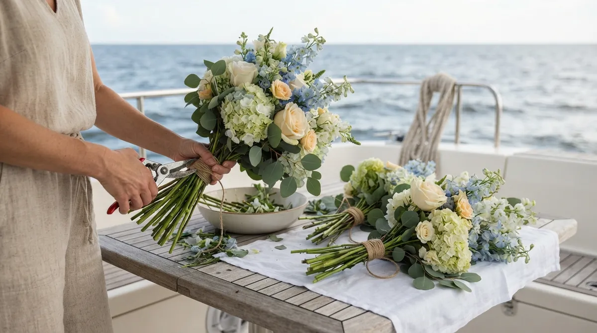 Flowers for ash scattering ceremony at sea