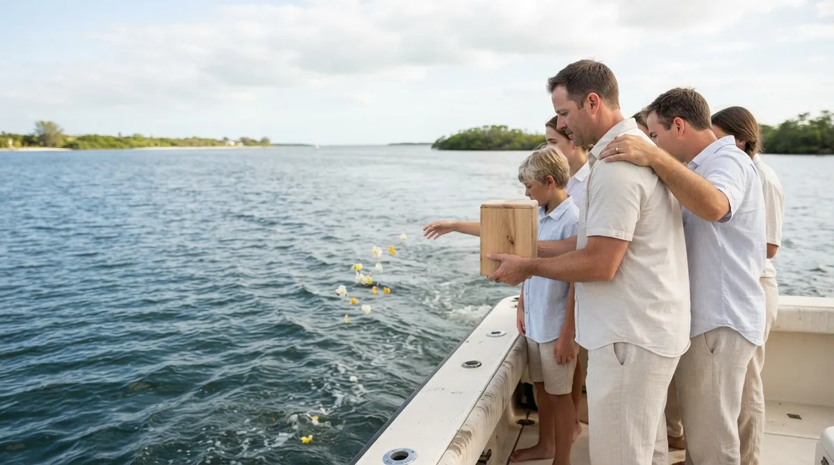 Ocean ash scattering ceremony Tampa Bay