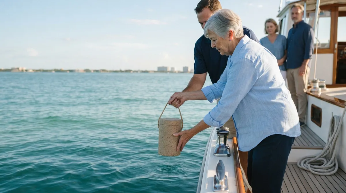 Ocean ash scattering ceremony Tampa Bay