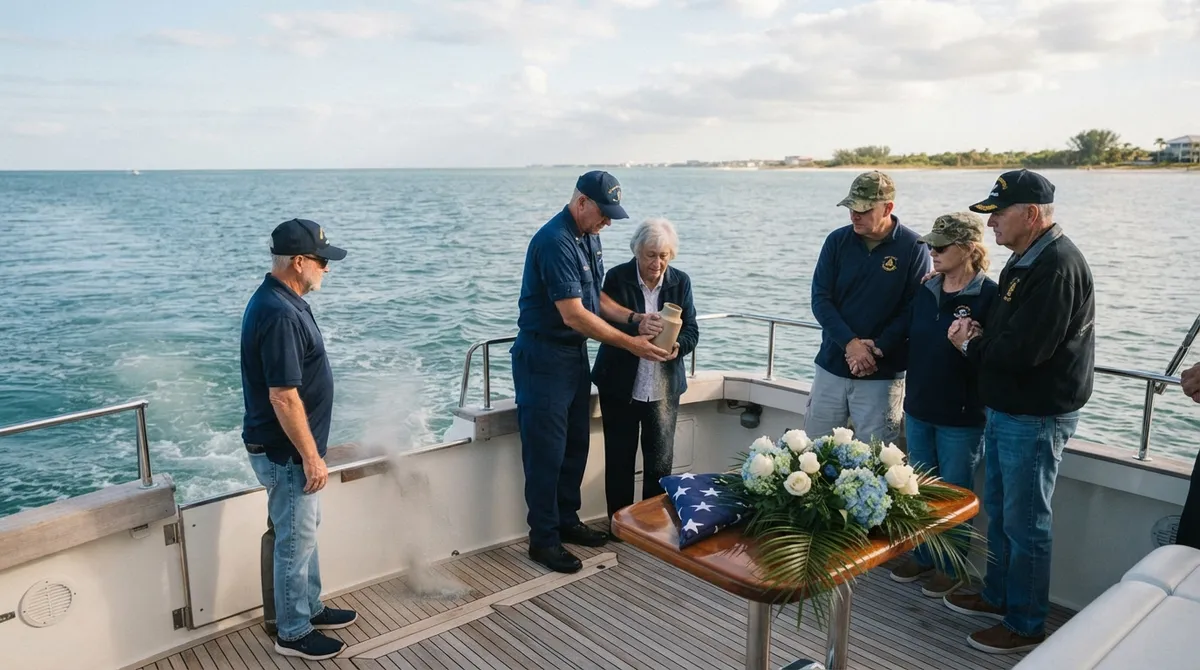 Veterans ash scattering ceremony at sea Florida