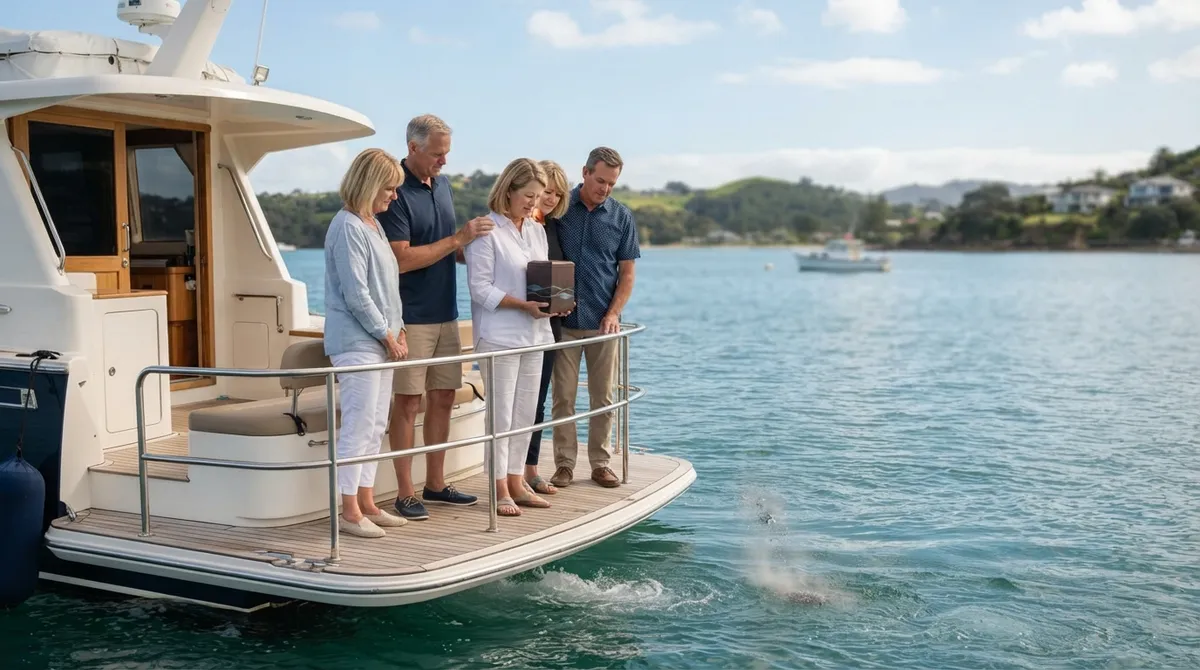 Group ash scattering ceremony yacht charter