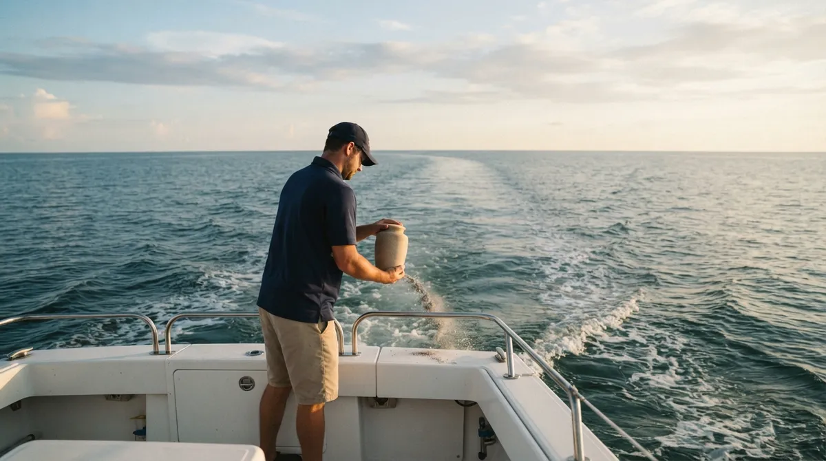 Unattended ash scattering ceremony Gulf of Mexico