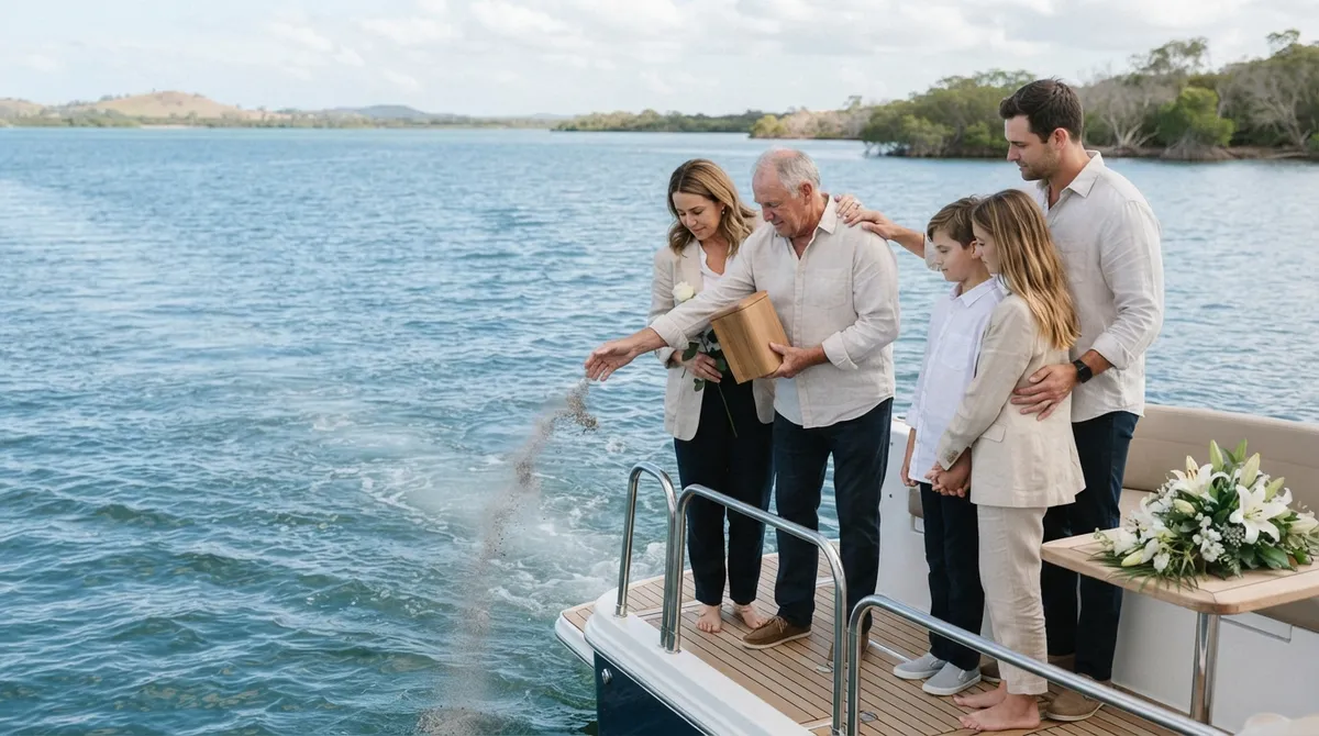 Meaningful ash scattering ceremony on the water