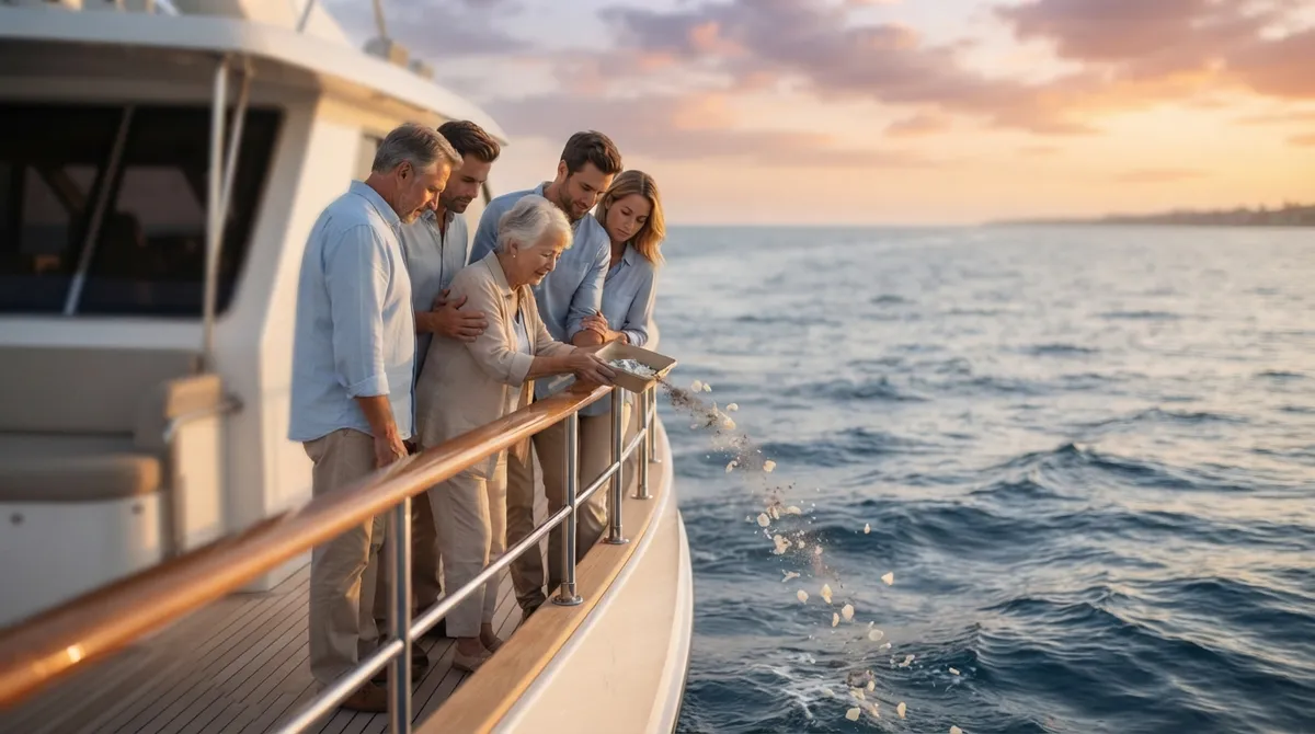 Ash scattering ceremony private yacht