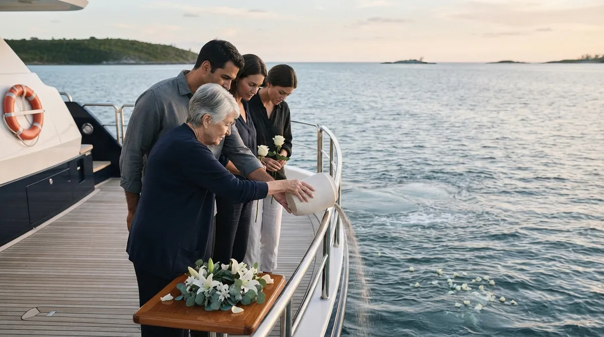 Ash scattering ceremony private yacht