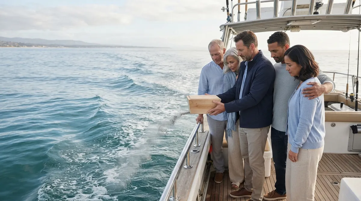 Non-denominational ash scattering ceremony at sea