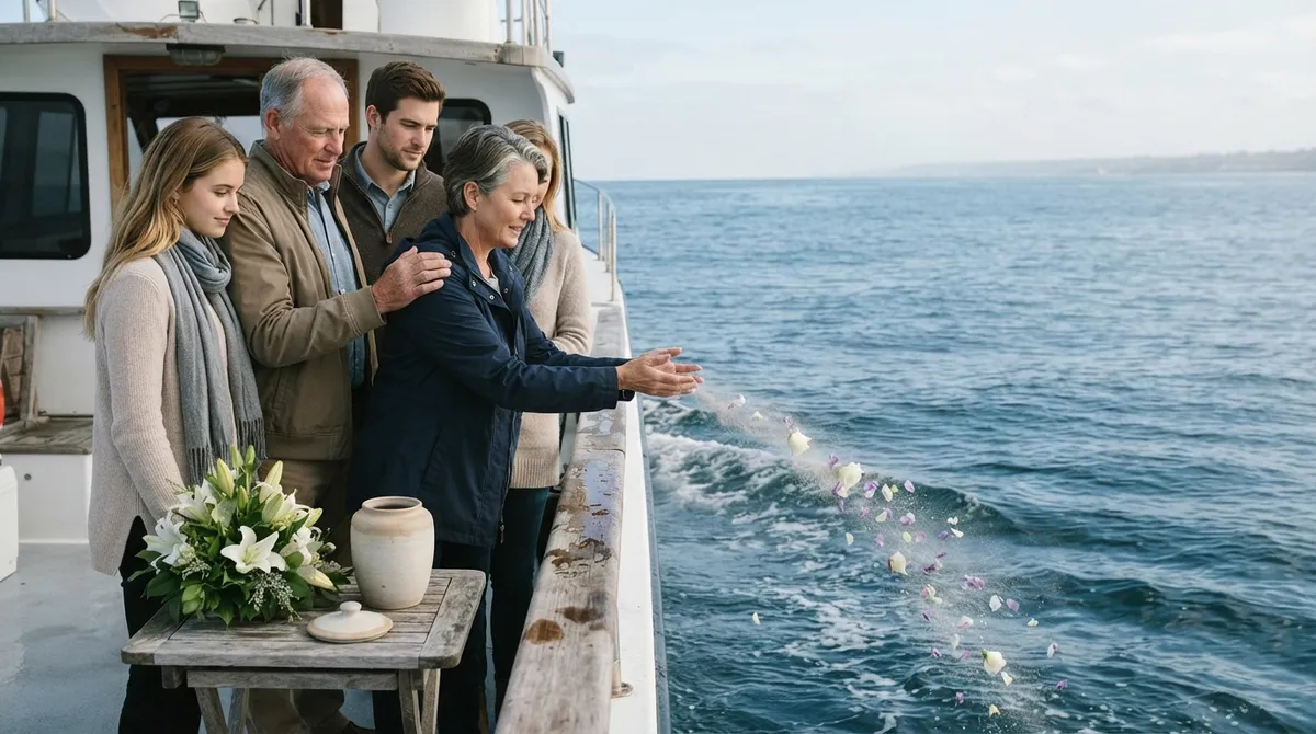 Non-denominational ash scattering ceremony at sea