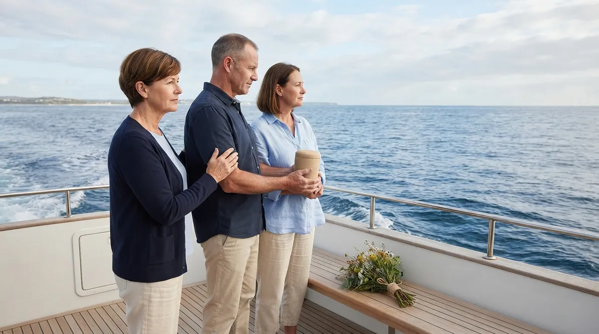 Non-denominational ash scattering ceremony at sea