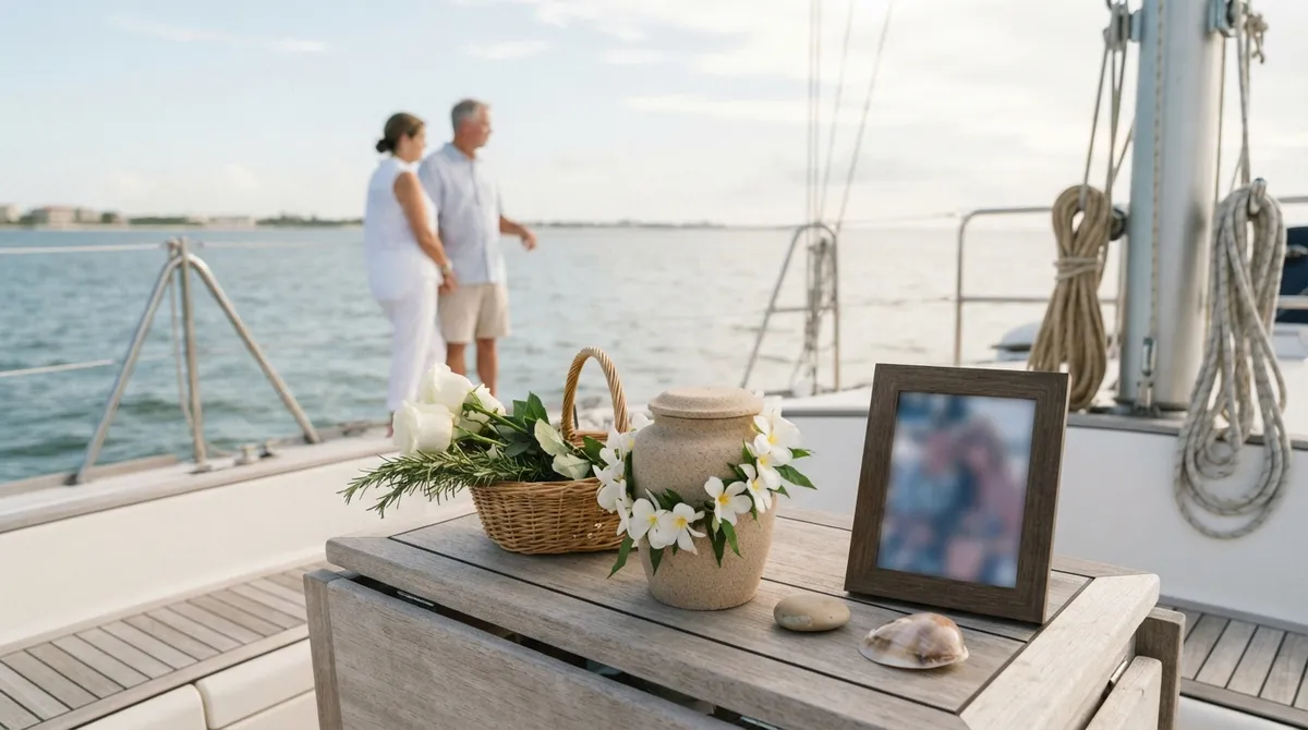 Non-denominational ash scattering ceremony at sea